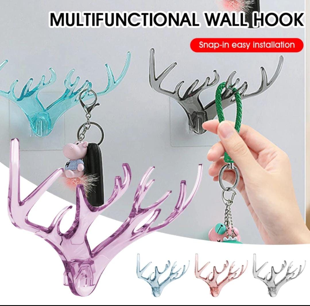 Set Of 3 Crystal Deer Antler Hook, Crystal Clear Wall Hanging Hooks, Punch-free Hats Keychains Hanging Hook With Sticky Wall Set Of 3 Crystal Deer Antler Hook, Crystal Clear Wall Hanging Hooks, Punch-free Hats Keychains Hanging Hook With Sticky Wall